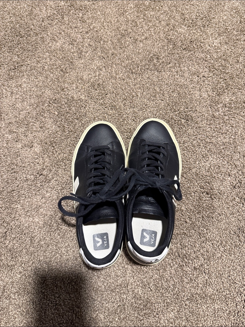 Veja Black Campo Leather Sneakers